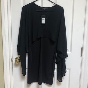 Guess Black V-neck, Long Sleeve Dress (M)